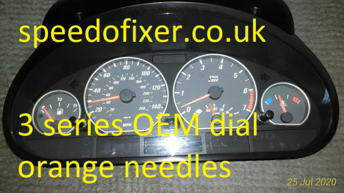 e46 oem dial with rings and orange needles upgrade